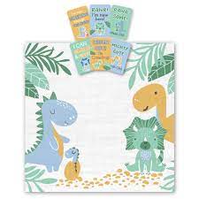 Jiggle & Giggle  - Dinosaurs Muslin Blanket & Baby Milestone Photo Cards