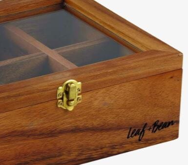 Leaf & Bean Acacia Wood Tea Box Sugar, Coffee & Tea The Cooks Kitchen 