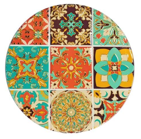 Darby Ceramic Trivet Round - Orange Aqua Coasters The Cooks Kitchen 