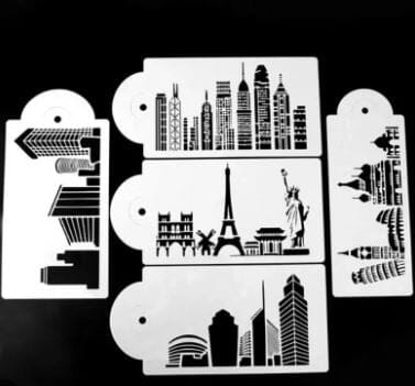 Stencil Set - City Skyline Landscape 5pc Decorating Accessories The Cooks Kitchen 