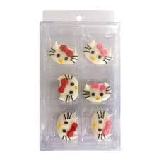Cake Craft - Kitty Faces Sugar Decorations 6pc Edible Decorations The Cooks Kitchen 