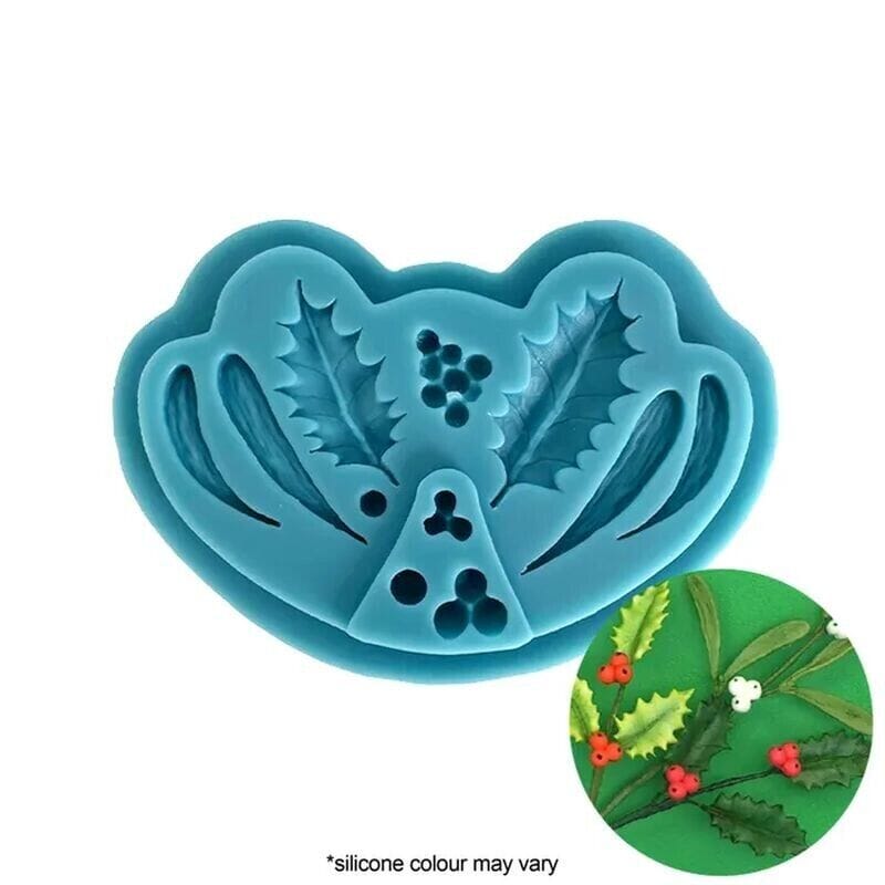 Cake Craft - Silicone Mould - Christmas Holly & Berries Silicone Moulds The Cooks Kitchen 