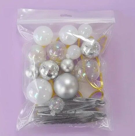 Cake Craft 27pc Set - Clear, White & Silver - Deco Balls, Fans & Butterflies Cake Toppers The Cooks Kitchen 