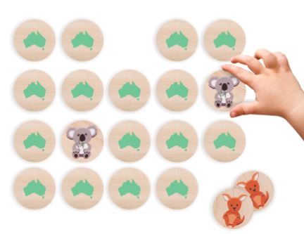 Aussie Animals Wooden Memory Game (matching Pairs)