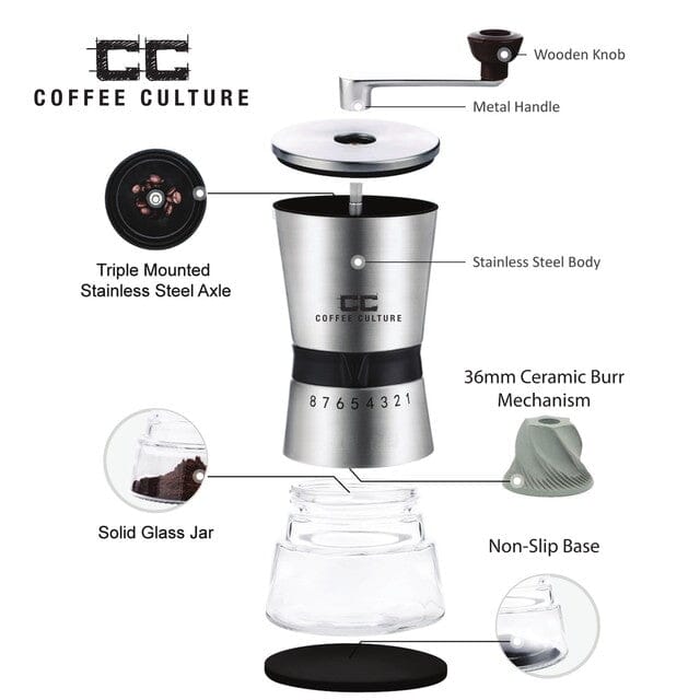 Coffee Culture - Premium Hand Burr Grinder - Heavy Duty Grinders The Cooks Kitchen Mandurah 
