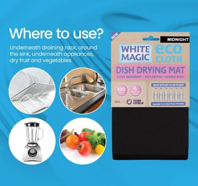 White Magic - Dish Drying Mat - Midnight Cleaning Equipment The Cooks Kitchen Mandurah 