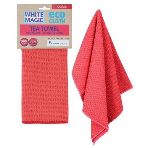 White Magic - Eco Cloth Tea Towel - Coral Cleaning Equipment The Cooks Kitchen Mandurah 
