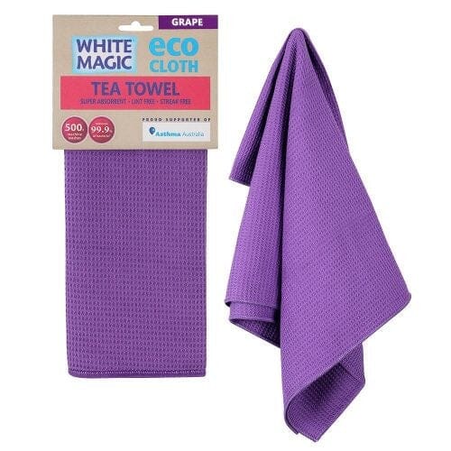 White Magic - Eco Cloth Tea Towel - Grape Cleaning Equipment The Cooks Kitchen Mandurah 