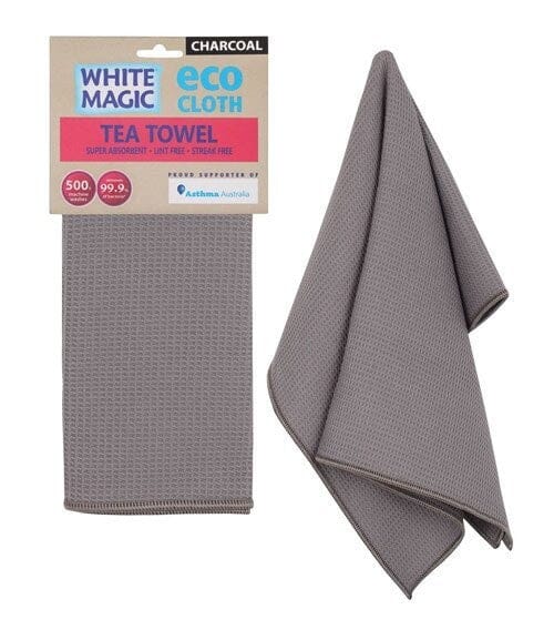 White Magic - Eco Cloth Tea Towel - Charcoal Tea Towels The Cooks Kitchen Mandurah 