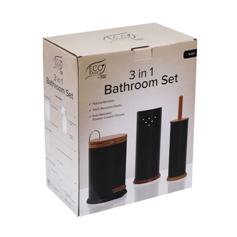 Eco Basics 3 Piece Bathroom Set Black Cleaning Equipment The Cooks Kitchen Mandurah 