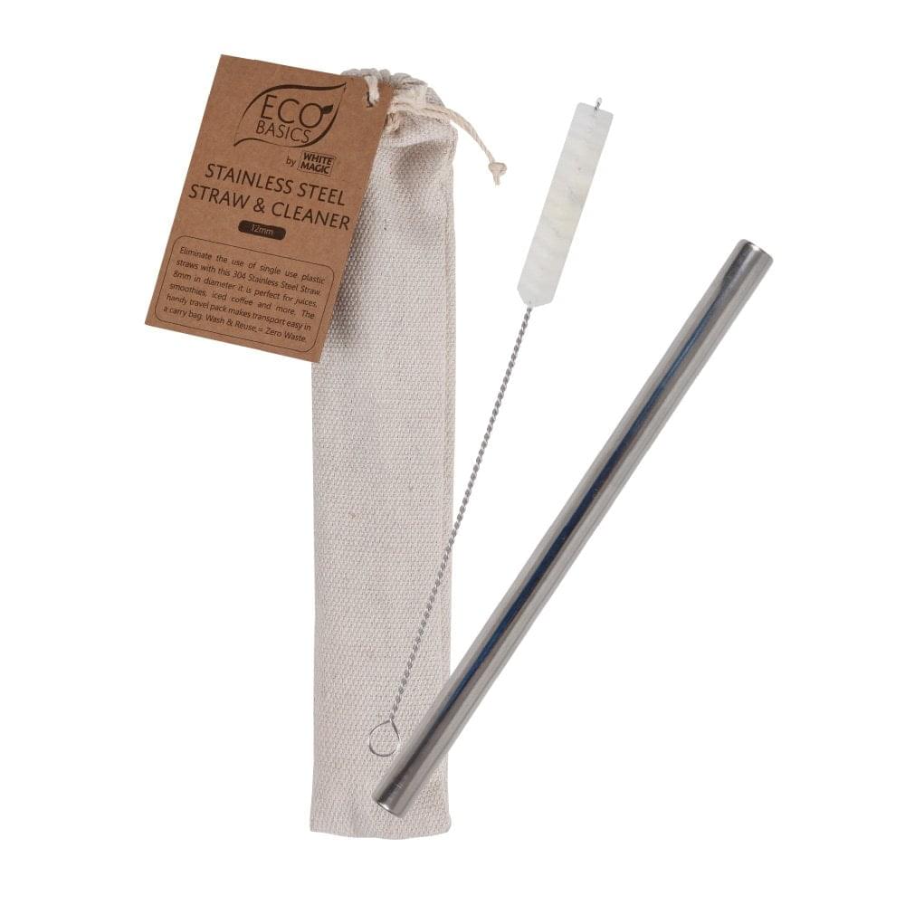 Eco Basics Stainless Steel Straw & Cleaner 12mm