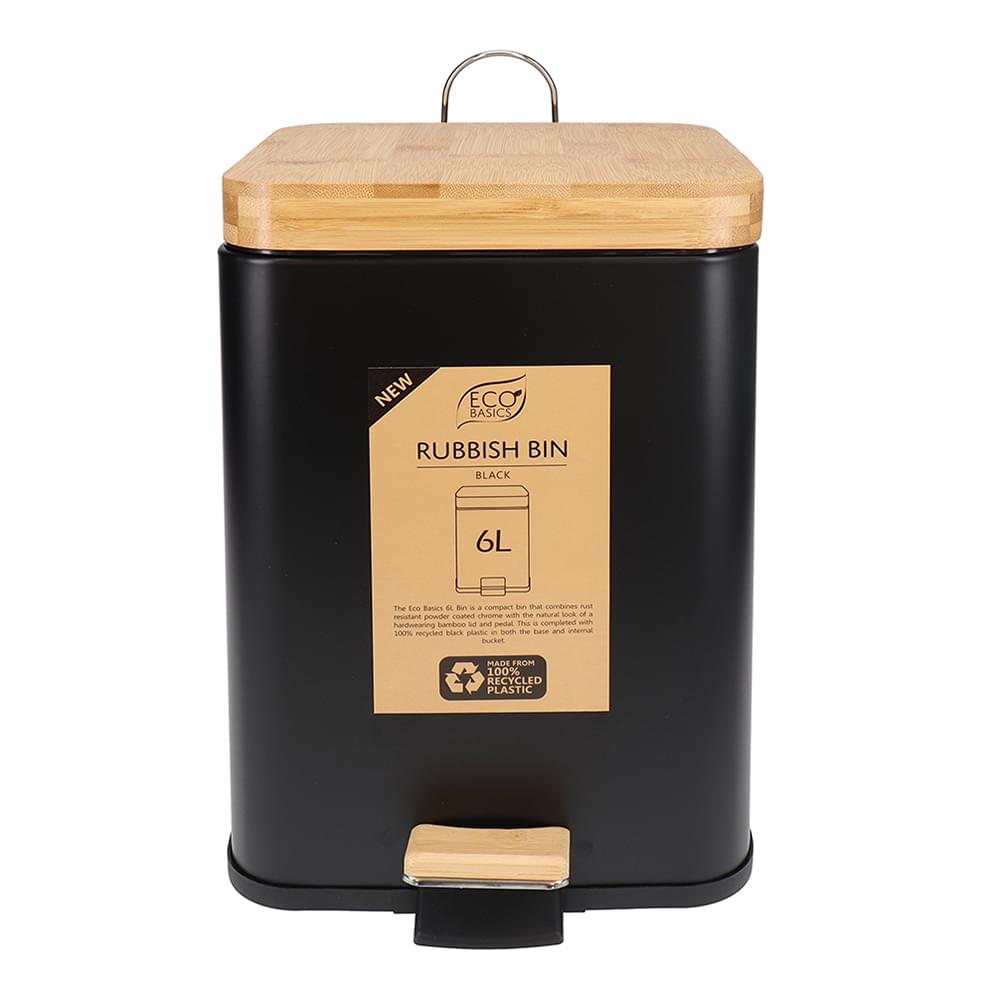 Eco Basics Rubbish Bin Square 6l - Black