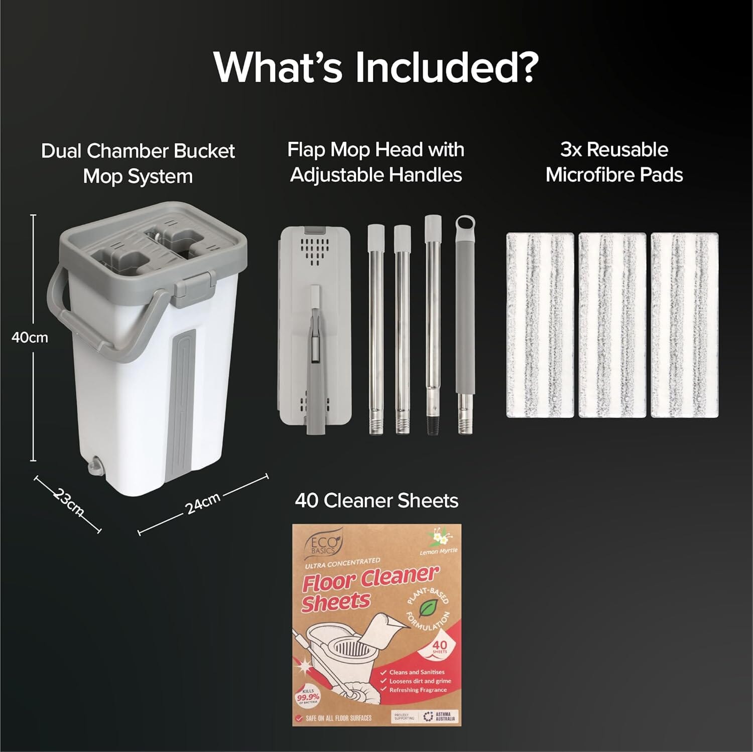 White Magic Flat Mop & Bucket Set Cleaning Equipment The Cooks Kitchen 