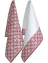 Oglvies Euro Collection Cotton Tea Towel - Geometric Red Set Of 2
