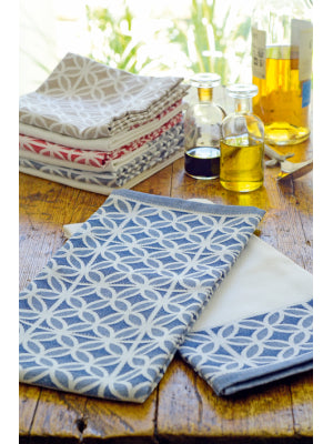 Oglvies Euro Collection Cotton Tea Towel - Geometric Red Set Of 2