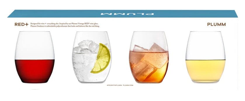 Plumm Outdoors Stemless Red Or White Wine Glass - 4 Pack Glassware The Cooks Kitchen 