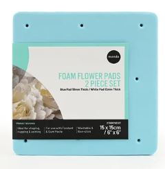 Mondo Flower Foam Mat - White/blue 2pc 15cm Square Set