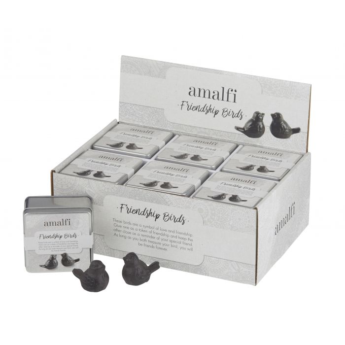 Amalfi Friendship Birds 2pcs Set Rustic Brown 4x7cm