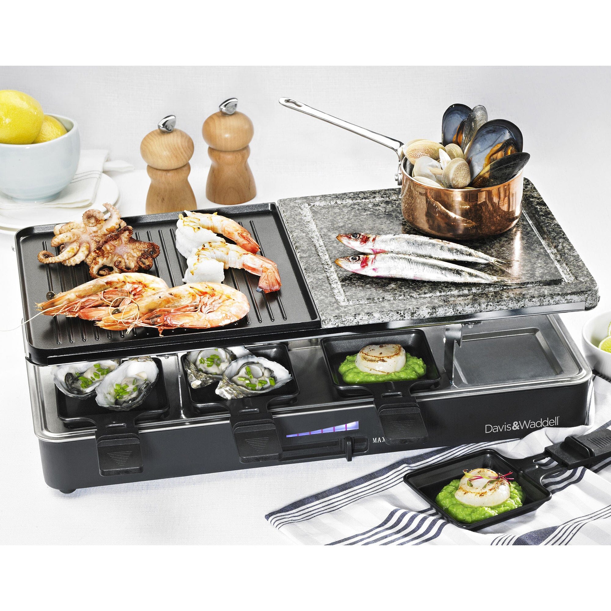 8 Person Electric Party Grill 46x23cm - Black Contact Grills The Cooks Kitchen 