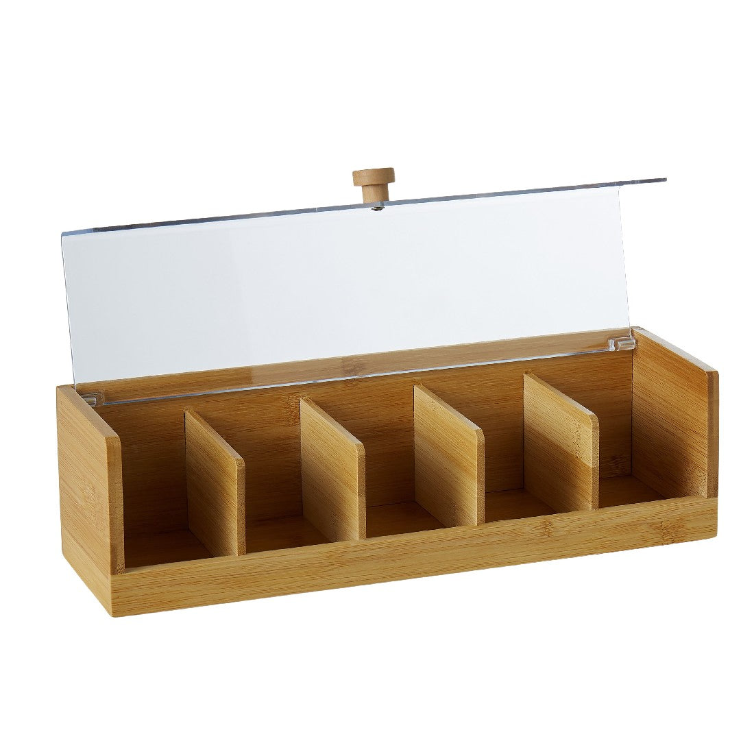 Leaf & Bean Bamboo Tea Box W/ Transparent Lid 36x13x10cm