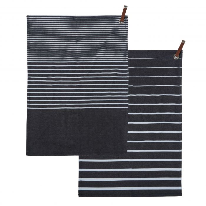 Academy Denim Tea Towel Set/2 Black 70x50cm