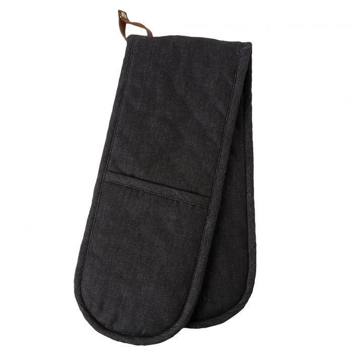 Academy Denim Double Oven Glove Black 90x18cm