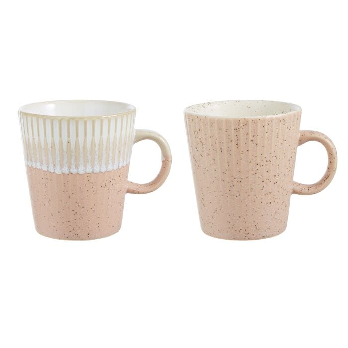 Fluted Mug 275ml Set Of 4 - Pink & Green Mugs - Cups & Saucers The Cooks Kitchen 