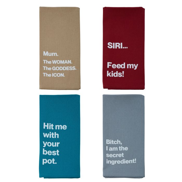 Slogan Tea Towel 30cm Assorted