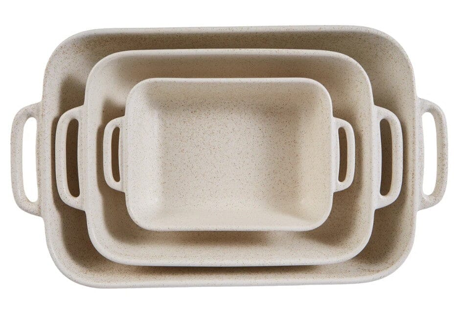 Davis & Waddell Darley Stoneware Bakeware 3pcs Set Cream Speckle Baking Tins, Trays, Pans & Ramekins The Cooks Kitchen 