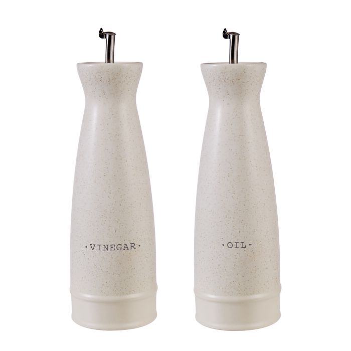 Davis & Waddell Darley Stoneware Oil And Vinegar 2pc Set - Cream Speckle