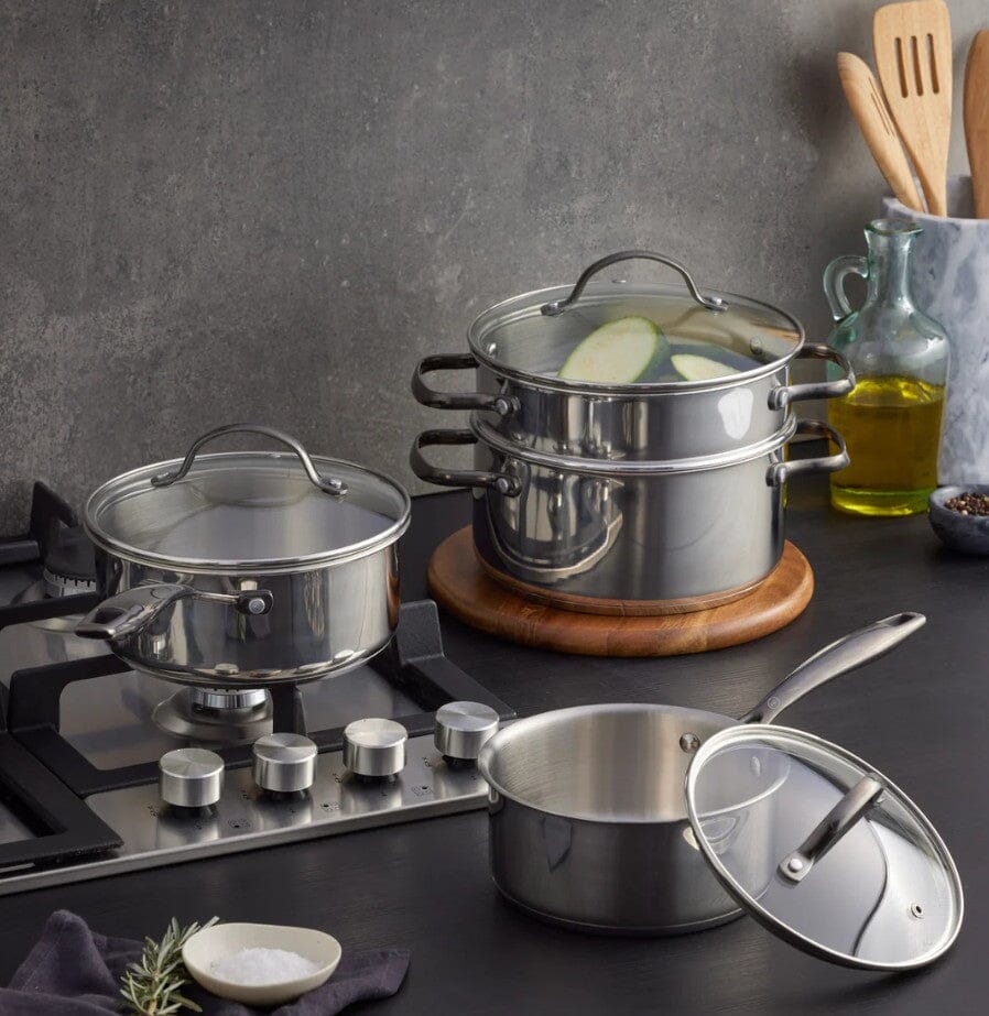 Masterpro Mckinnon Stainless Steel Cookset 4pcs Set Stainless Steel Cookware Sets The Cooks Kitchen 