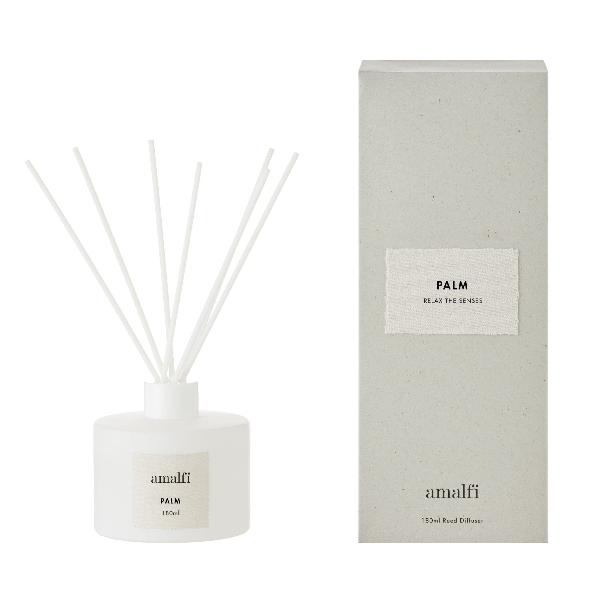 Amalfi Palm Scented Diffuser 180ml White 8x8x8.5cm Room Diffusers & Candles The Cooks Kitchen 