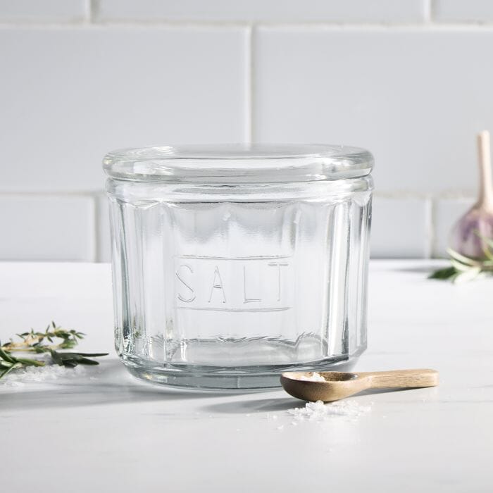Davis & Waddell Eltham Glass Salt Jar With Scoop Clear 11x11x9cm Herb & Spice Storage The Cooks Kitchen 
