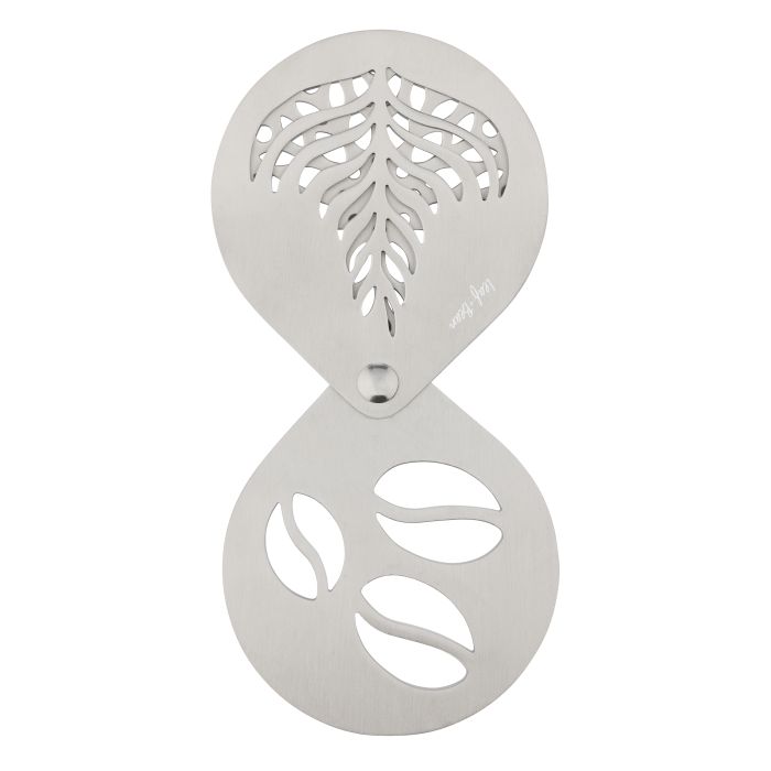 Leaf & Bean Stainless Steel Coffee Stencils 3pcs Set Stainless Steel 9.8x8.4x0.6cm