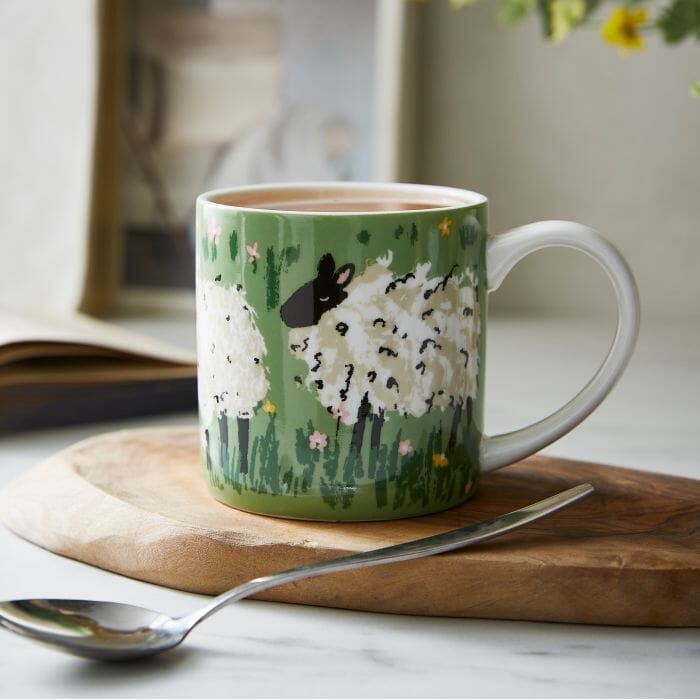 Ulster Weavers Woolly Sheep New Bone China Mug 250ml Green 8.2x8.2x8.2cm Mugs - Cups & Saucers The Cooks Kitchen 
