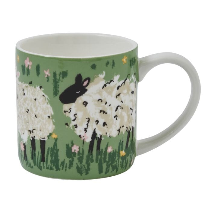 Ulster Weavers Woolly Sheep New Bone China Mug 250ml Green 8.2x8.2x8.2cm Mugs - Cups & Saucers The Cooks Kitchen 