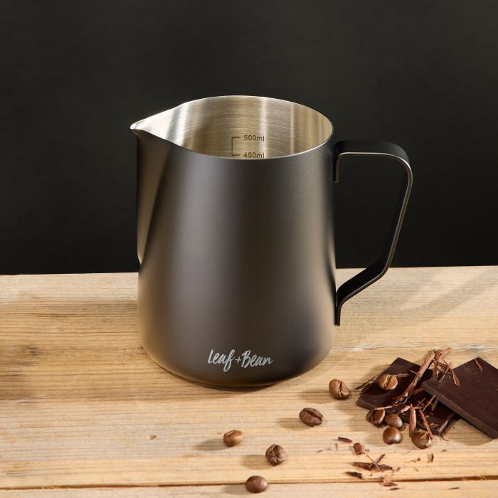 Leaf & Bean Stainless Steel Milk Frothing Jug 600ml Black