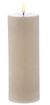 Amalfi Hughe Led Flickering Pillar Candle Rustic Taupe 7.5x7.5x20cm.