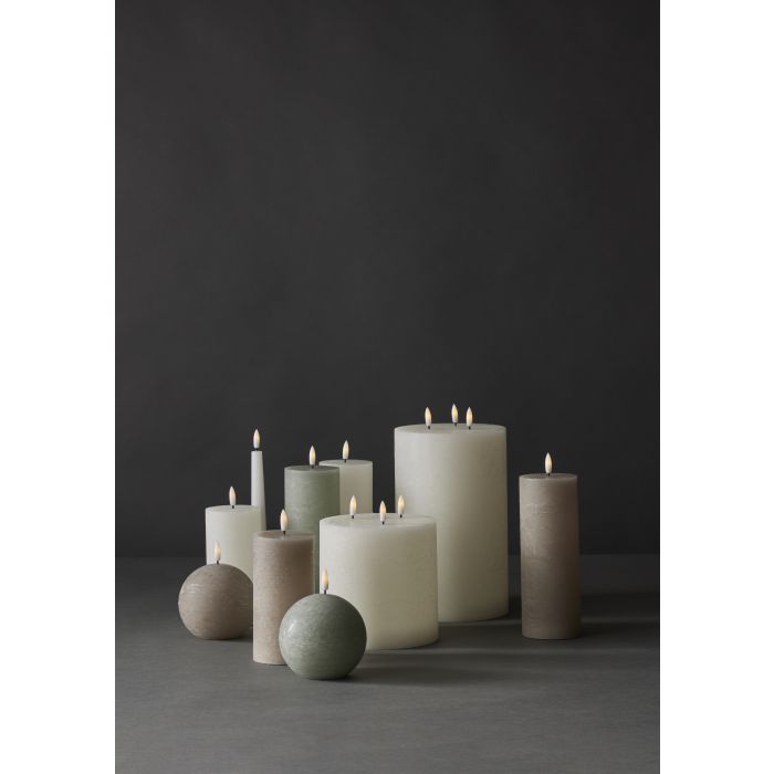 Amalfi Hughe Led Flickering Spherical Candle Rustic Green 10x10x9cm