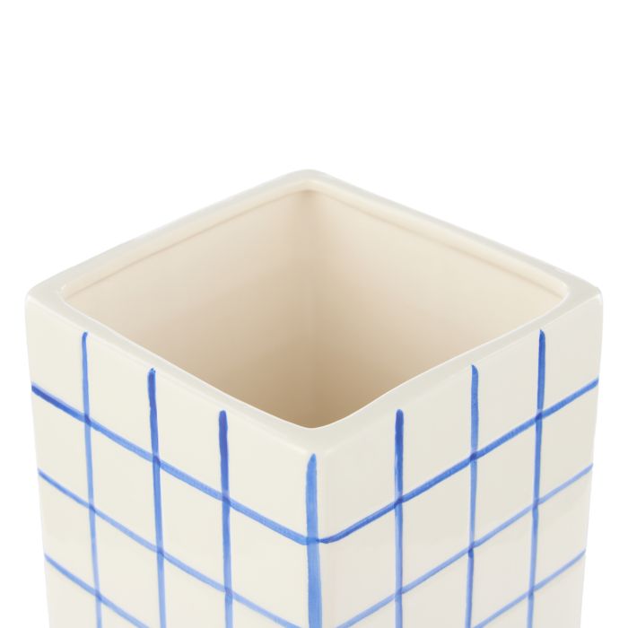 Emporium Lulu Collection Grid Vase Square Blue 11.8x11.8x25.5cm