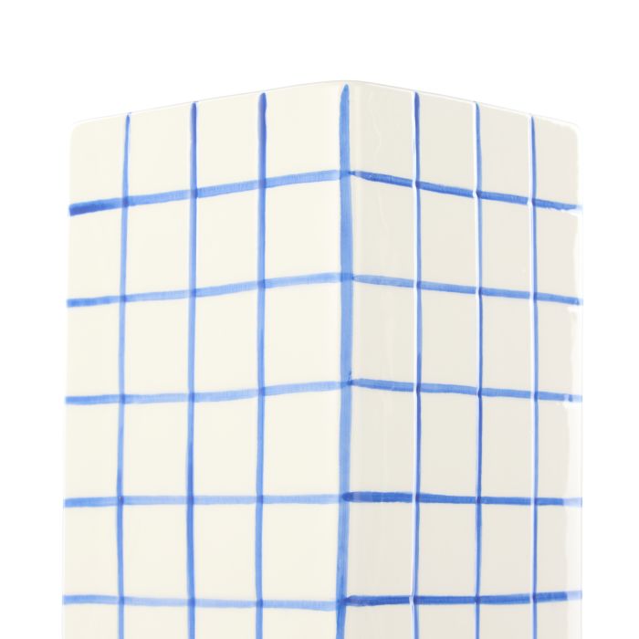 Emporium Lulu Collection Grid Vase Square Blue 11.8x11.8x25.5cm