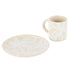 Leaf & Bean Freya Mug & Side Plate Set 12x9x10cm/21.5x4.5x3cm - Oat & White Mugs - Cups & Saucers The Cooks Kitchen 