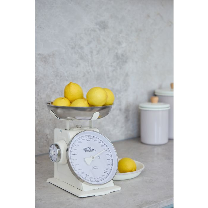Davis & Waddell Newbury Mechanical Timer And Scale 2pcs Set Cream 21.5x14.9x20.8cm/7.3x7.3x3cm