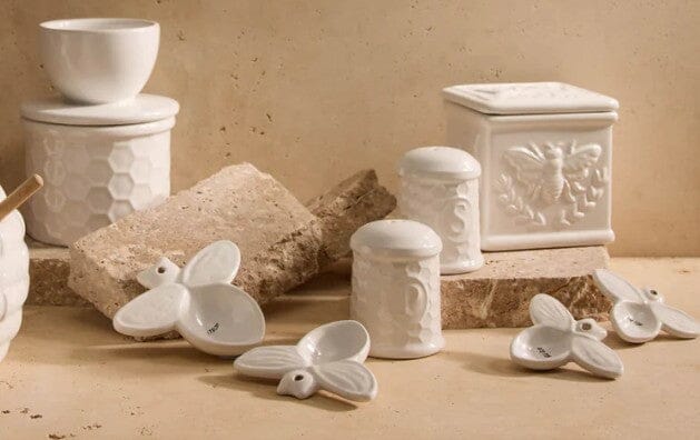Davis & Waddell Wildflower & Hive Salt Cellar White 9.4x7.7x9.4cm Herb & Spice Storage The Cooks Kitchen 