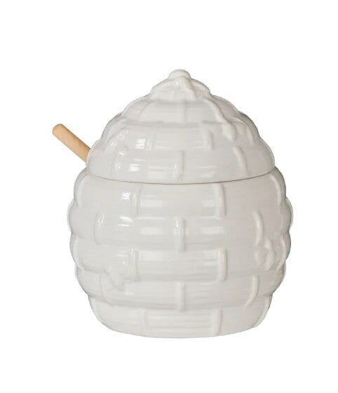 Davis & Waddell Wildflower & Hive Honey Jar With Dipper White Oil Jars & Drizzlers The Cooks Kitchen 