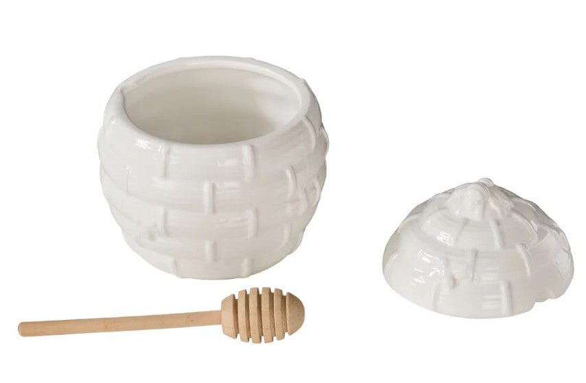 Davis & Waddell Wildflower & Hive Honey Jar With Dipper White Oil Jars & Drizzlers The Cooks Kitchen 