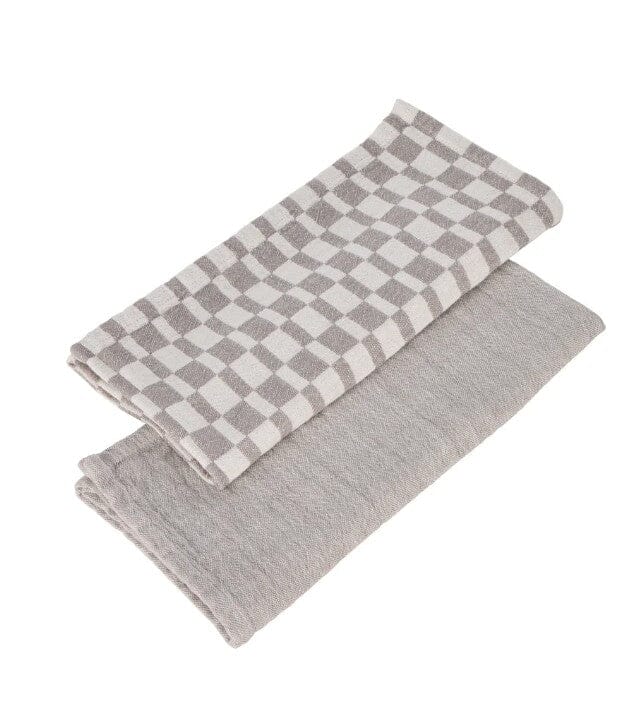 Davis & Waddell Heritage Check Cotton Tea Towel 2pcs Set - Grey Tea Towels The Cooks Kitchen 