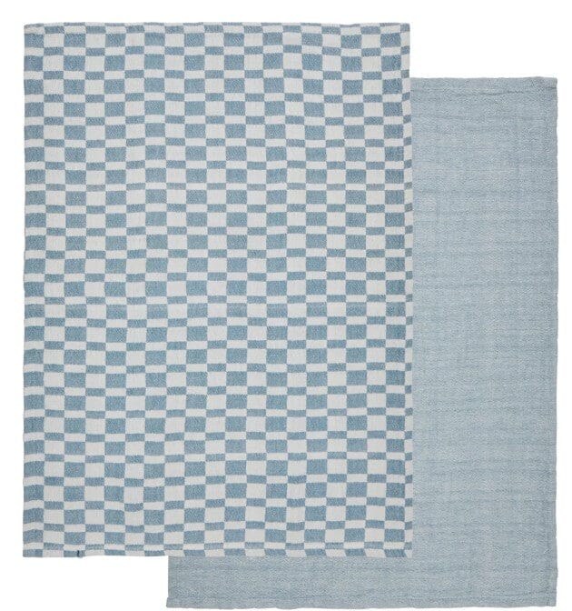 Davis & Waddell Heritage Check Cotton Teatowels 2pc Set - Blue Tea Towels The Cooks Kitchen 