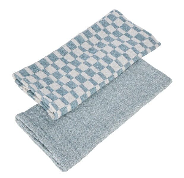 Davis & Waddell Heritage Check Cotton Teatowels 2pc Set - Blue Tea Towels The Cooks Kitchen 