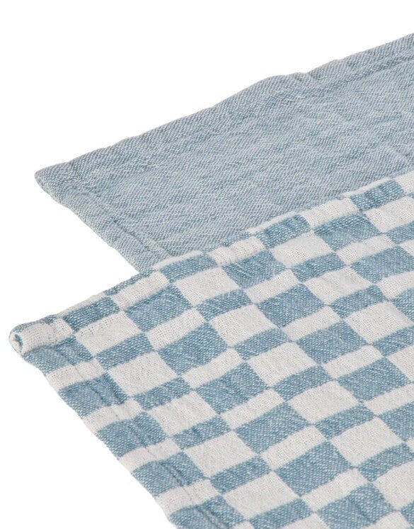Davis & Waddell Heritage Check Cotton Teatowels 2pc Set - Blue Tea Towels The Cooks Kitchen 